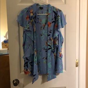 Blue flowered print blouse.